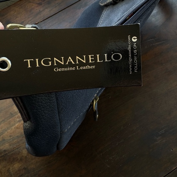 NWT Tignanello Midnight Blue Genuine Leather/Suede Messenger Crossbody Bag - Picture 14 of 16